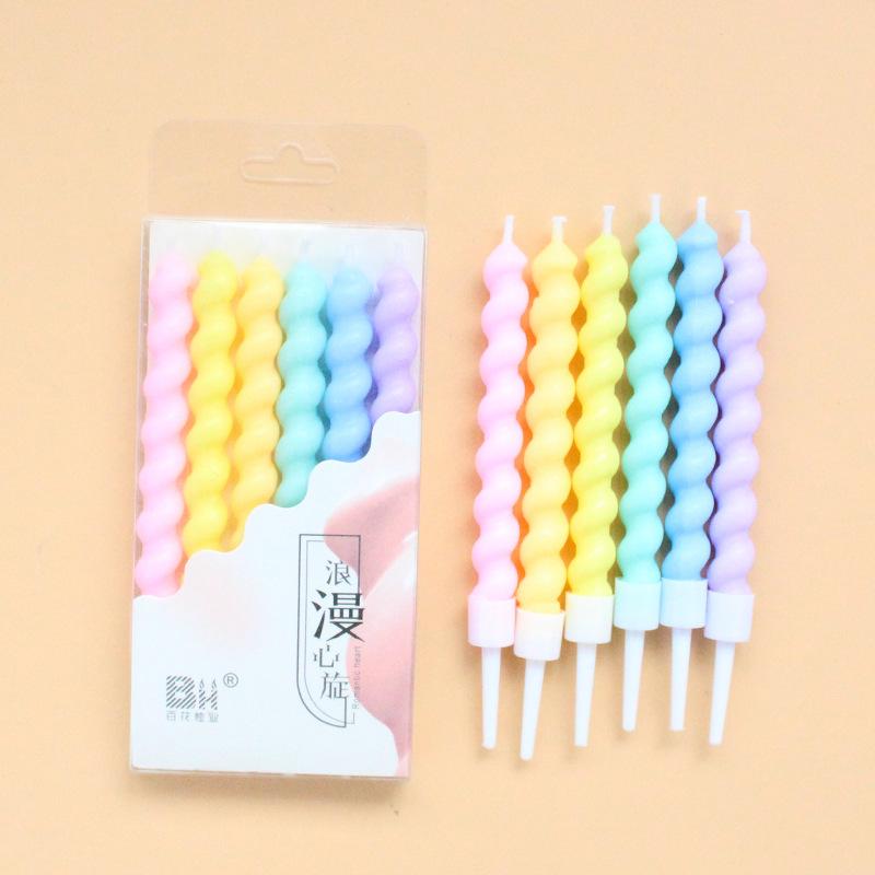 Romantic Heartstrings Macaron Color Thread Candle Birthday Cake Candle Party Candle Decoration Small Fresh