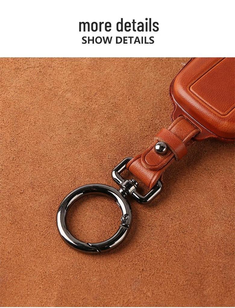 Genuine Leather Retro Key Case for 2021 Toyota Avalon Hybrid