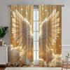2pcs Gold Angel Wing Door Curtains – Soft Sheer Polyester for Bedroom   Living Room   Office & Caf Decor