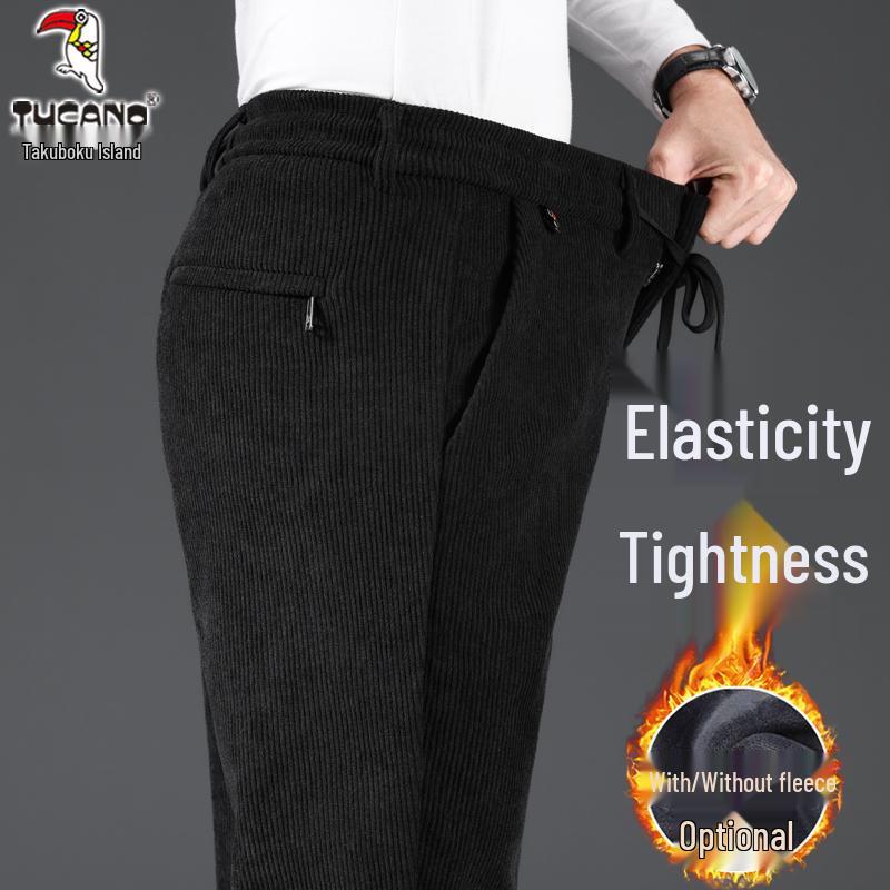 

Woodpecker Men s Winter Corduroy Fleece-Lined Sweatpants: Loose Straight-Leg Casual Pants. 2XL (130-150 jin)