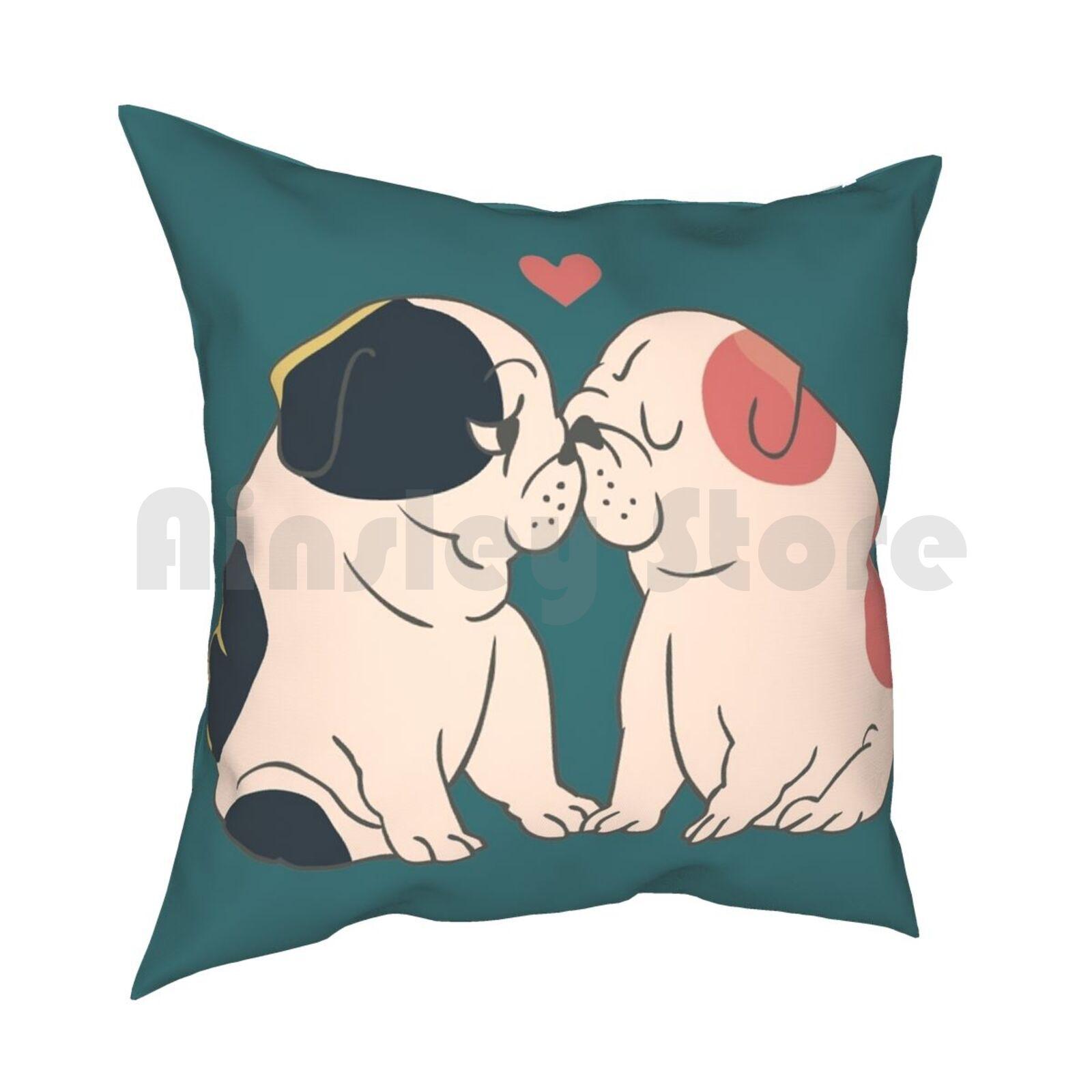 English Bulldog Kisses Pillow Case Printed Home Soft DIY Pillow Cover English Bulldog Kissing Love Bulldog English Bulldog 30x30cm 12x12in