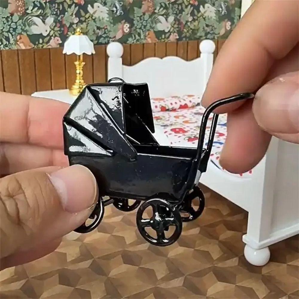Schmiedeeiserne Mini-Wiege Kinderwagen Realistischer Puppenwagen Spielzeug Babykinderwagen Modell Kinder Rollenspiel