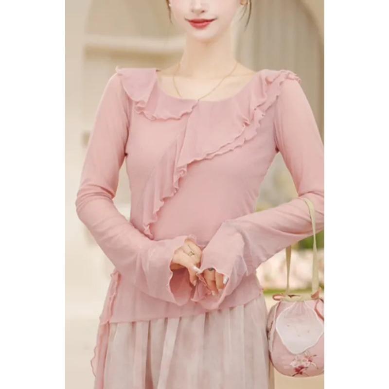 New Dance Clothes Women Modern Adult TopsDaily Dancing New Round Neck Long-sleeved Versatile Pullovers