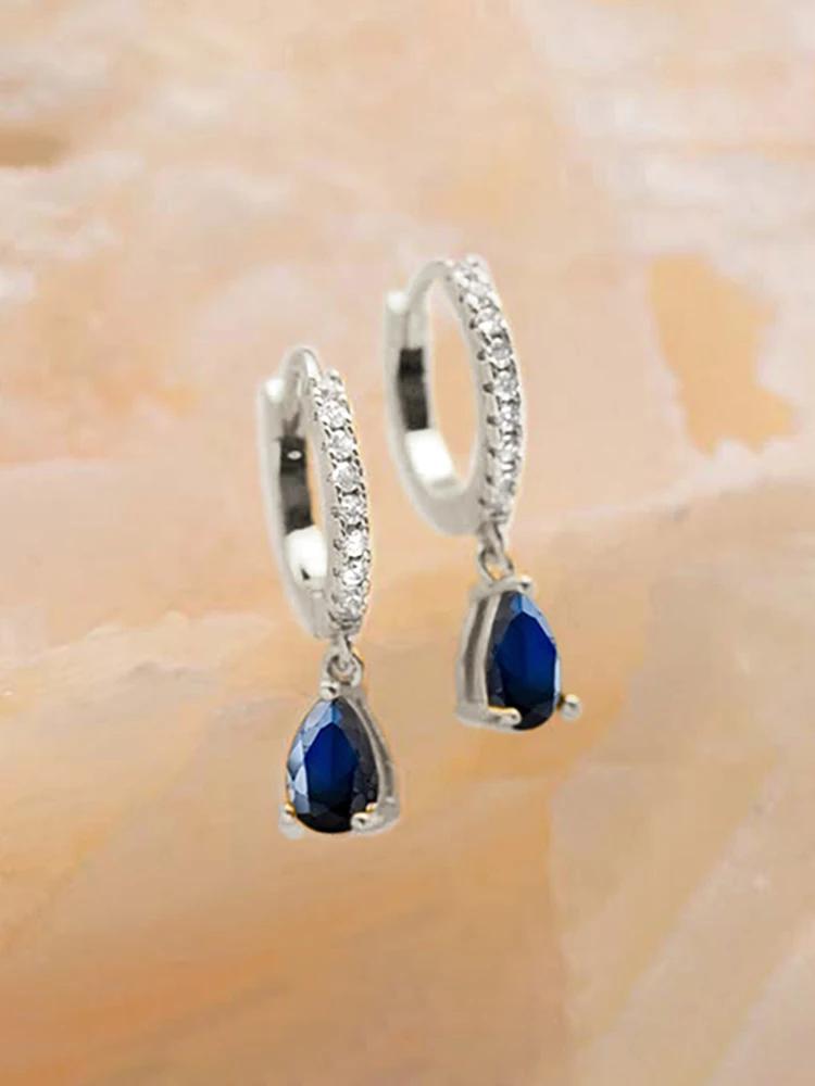Copper Colorful Zircon Simple Fashion Water Drop Hoop Earring For Women Dating Partyt High Quality Fine Jewelry