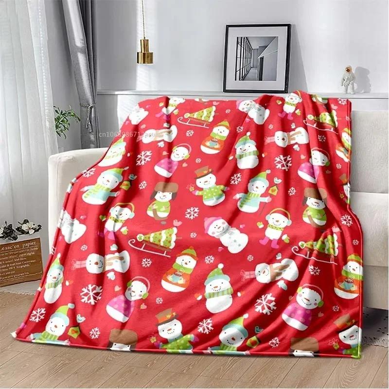Red Christmas Blanket Snowflake 3D Print Soft Cozy Flannel Blanket for Living Room Bedroom New Year Christmas Gift Home Decor