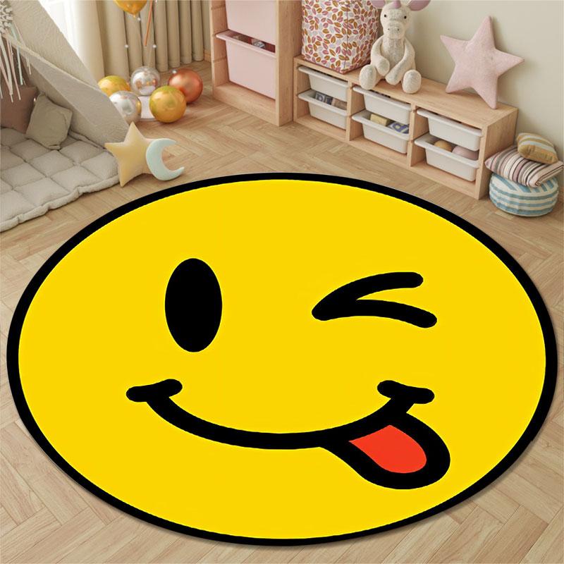 Vintage Round Rainbow Multicolor Floor Rug, Non-Slip Floor Mat for Hallway