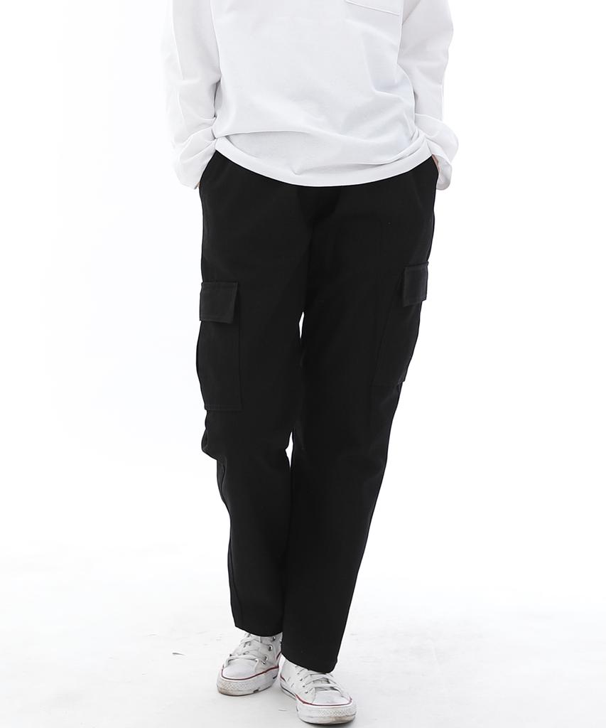 Seinteukeulu Twill Cotton Semi-Wide Cargo Pants Cs-301C Black