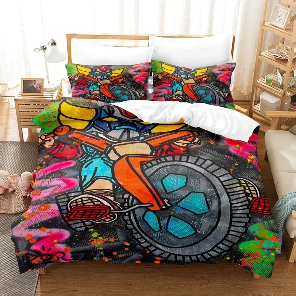 Mechanical Goldorak Boys Bedroom Bedding Single Twin Full Queen King Size Aldult Duvetcover Anime Bed Sheet Set