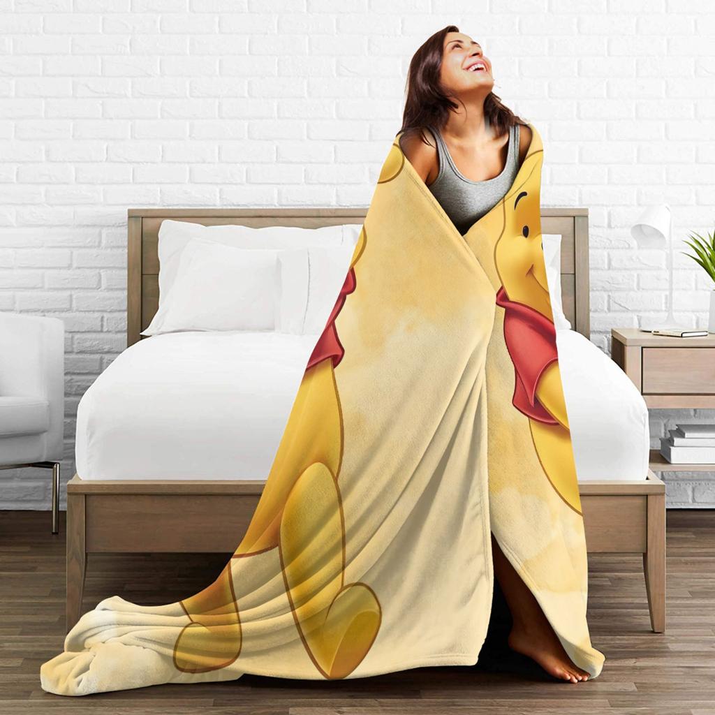 Cute Cartoon Winnie the Pooh Blanket Cover Velvet  Ultra-Soft Throw Blankets for Bedroom Sofa Bed Blanket