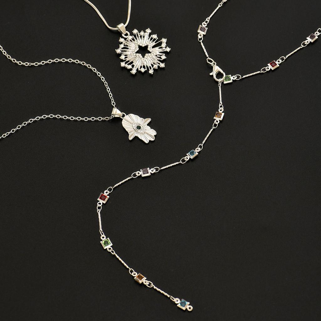 Star Jewelry Chain Necklace For Women With Colorful Tassels And Crystal Embellishments