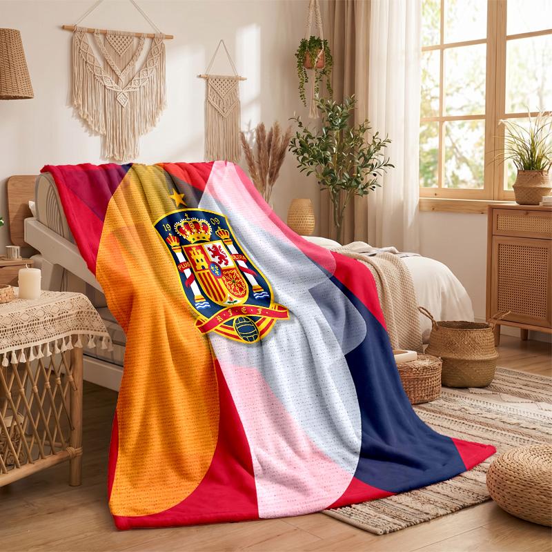 Spain National Football Team Print Flannel Blanket Soft Warm Sofa Bed Throw Blanket For Home Office Bedroom