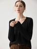 Autumn 2026 Women's Cashmere V-Neck Sweater – Elegant Solid Color, Rolled Hem, Loose Fit, Slimming, Warm Base Layer.