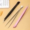 1PC Nail Tweezers With Silicone Pressing Head For 3D Sticker Rhinestones Picker Straight Curved Manicure Nail Art Tools