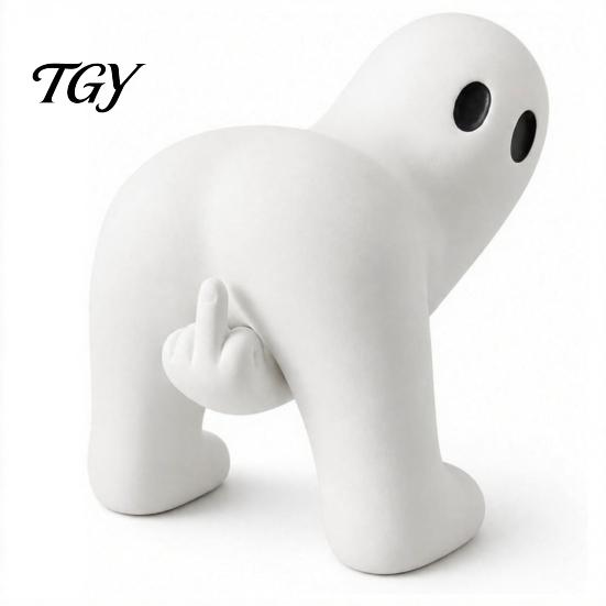 Lustige Geste Geist Dekoration Halloween Figur mit Mittelfinger, Niedliche Statue, Kreative Tischdekorationen Gruselige Harz Humor Schreibtisch für Party Home Office