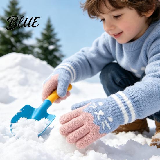 Toddler Knit Gloves Cozy Thick Pair Kids Lining 1 with Velvet Winter Gloves Lined Mittens