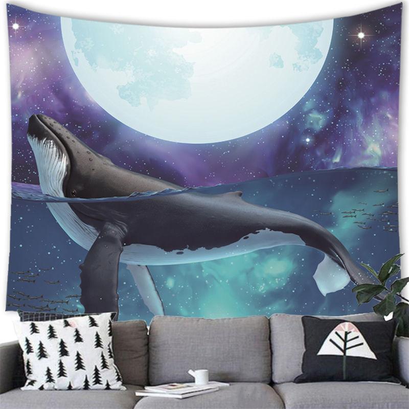 Cartoon Sea Whale Tapestry Wall Hanging Whale Tapestry Home Living Room Bedroom Decoration Background
