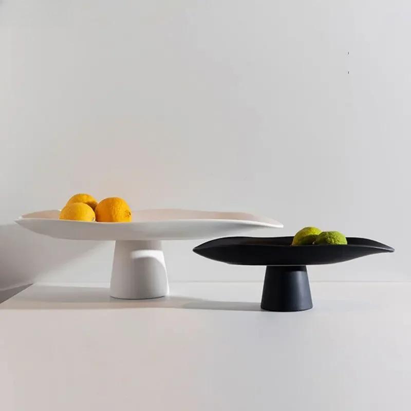 Ceramic High Leg Fruit Plate Creative Snack Storage Tray Dry Fruit Tray Dessert Trays Cake Trays Decorative Household Products