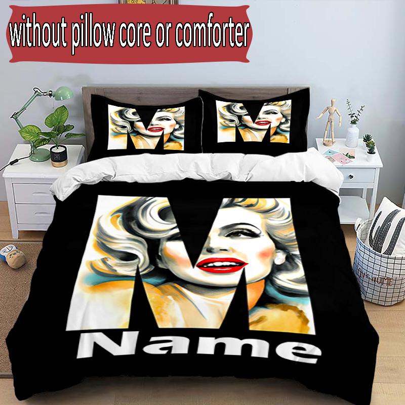 3pcs Duvet Cover Set (1*Duvet Cover + 2*Pillowcase, Without Core), Custom Name Singer Pattern Bedding Set, Home Bedroom Decor Gift