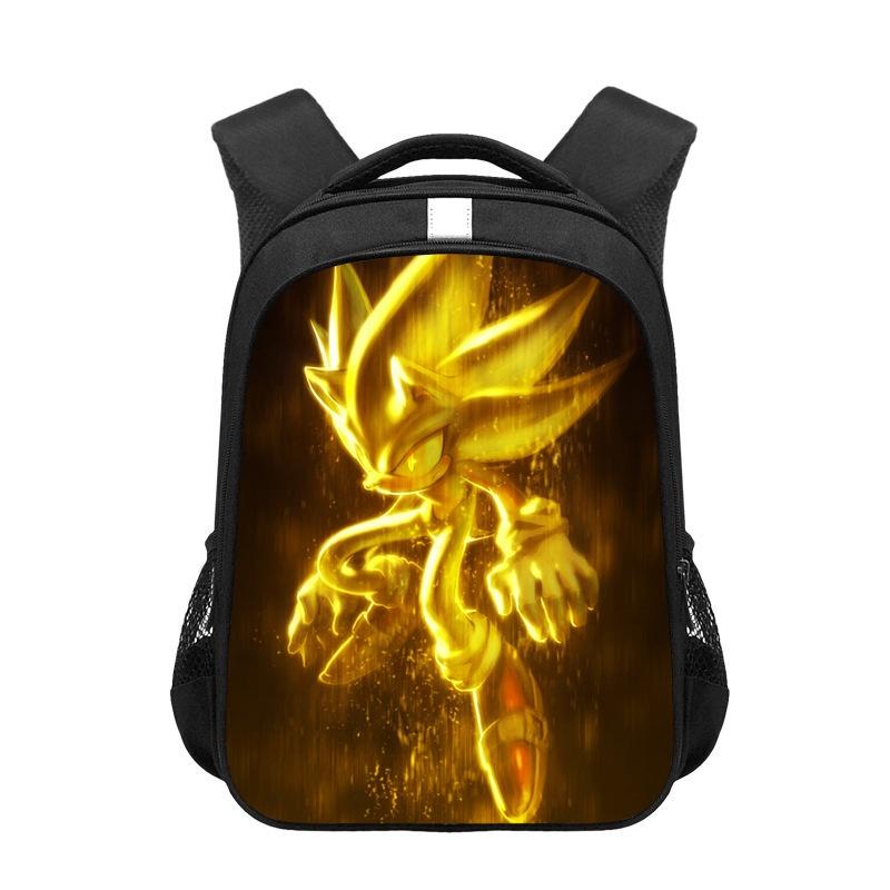 Sonic Cartoon Kids Backpack Durable Polyester Material 20-35l Capacity Zipper Closure Cushioned Shoulder Straps 44*30.5*16cm