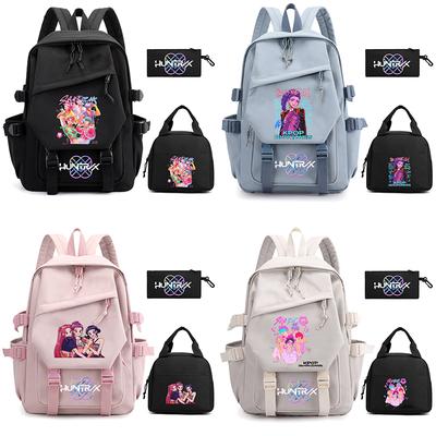 3-teiliges Set K-Pop-Rucksäcke mit Dämonenjäger-Motiv für Teenager (Jungen und Mädchen), große Kapazität, wasserdicht, ideal für Schule, Freizeit und Reisen.