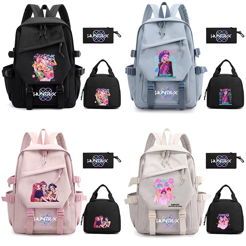 3Pcs/set K-pop Demon Hunters Printed Backpack for Teenger Boy Girl Large Capacity Schoolbag Children Student Bookbag Women Waterproof Travel Bag