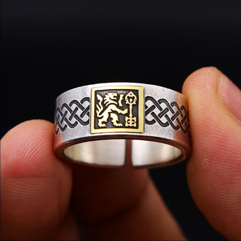 

Кільце з левом Модне чоловіче ретро кільце в стилі Ins one size(US size 6-13) золотий