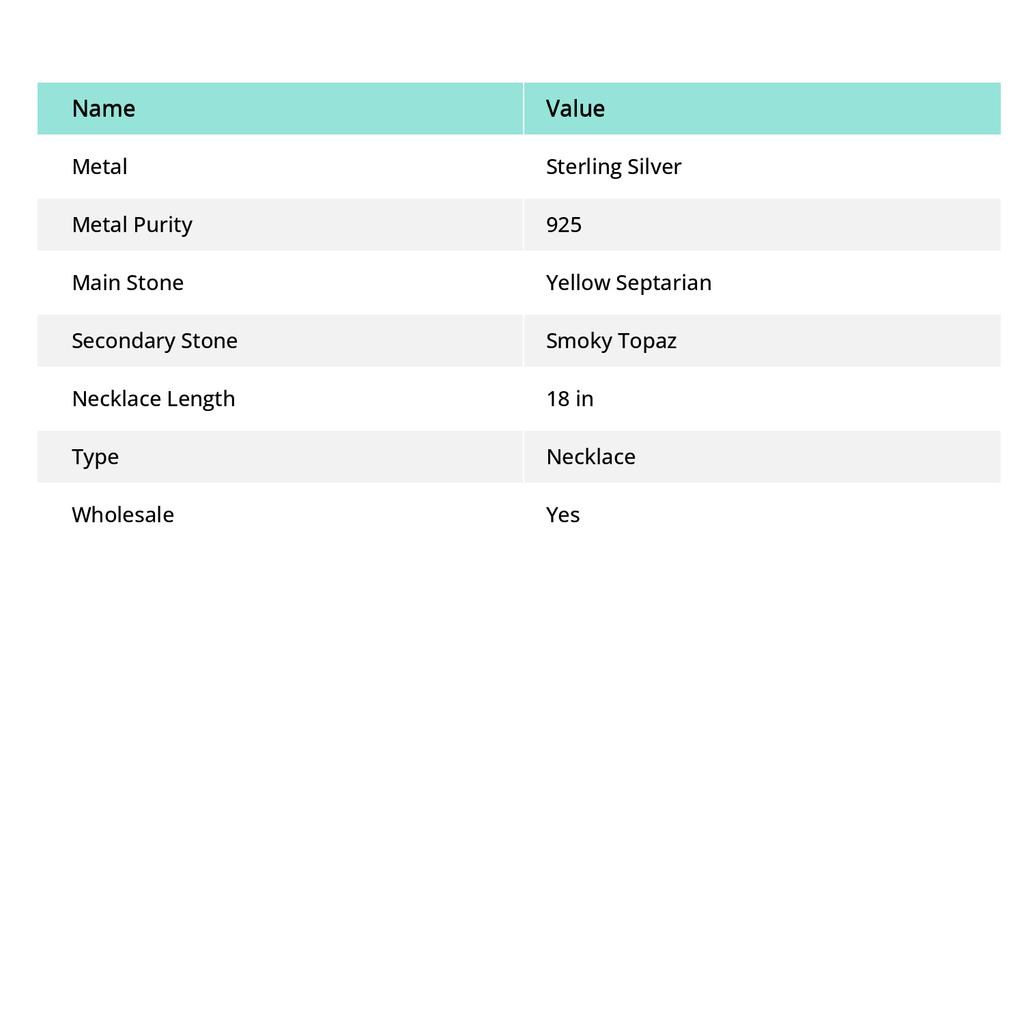 Yellow Septarian, Topaz Gemstone 925 Sterling Silver Jewelry Necklace 18"