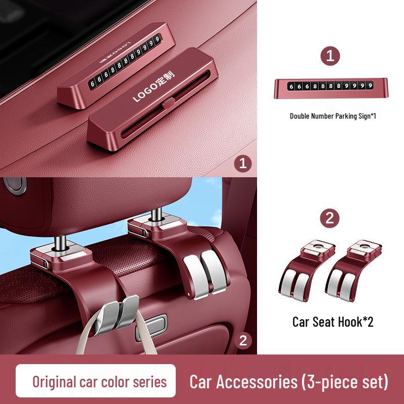 Luxury Vehicle Interior Set: Color Protection, Parking Sign, Glasses Clip, Ashtray Hook, LED Light, Custom Fit