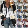 Lockere Kapuzen-Farbblock-Doppelseitige Fleecejacke für Damen - Herbst & Winter