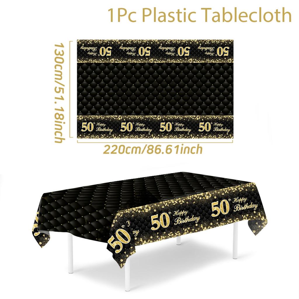 50th Black Gold Birthday Disposable Tableware Paper Plate Towels 50 Birthday Party Decoration 50th Birthday Birthday Anniversary