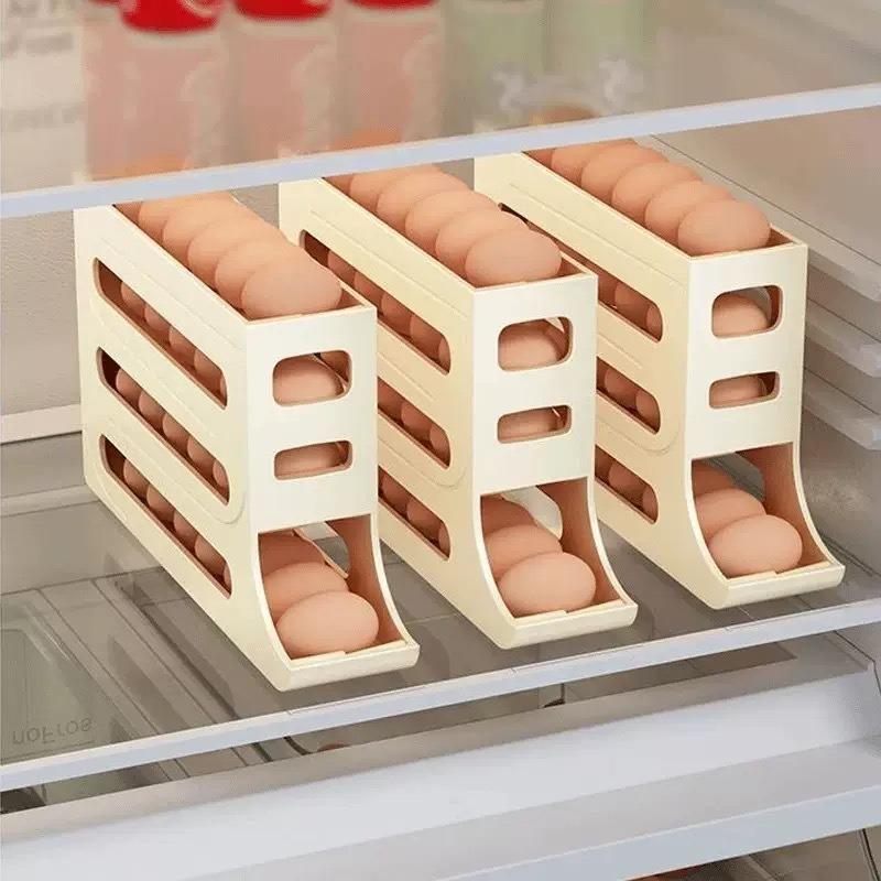 Practical Refrigerator Egg Storage Box 30 Grids Plastic Automatic Scrolling Egg Holder Homeuse Kitchen Space Saving Egg Carton