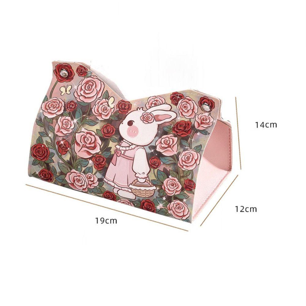 Rose Rabbit Tissue Case Smooth Paper Towel Box Cute Car Tissue Box  Home