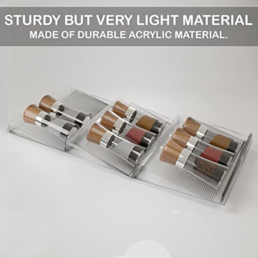 3 Tier Spice Rack Kitchen Drawer Organizer Clear Plastic Storage Rack for Kitchen Pantry Perfect for Salt Pepper Spices and Sea