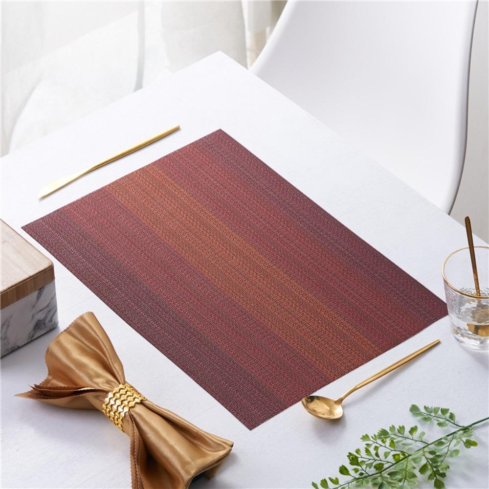 

6Pcs Practical PVC Striped Placemat Waterproof Non-slip Table Mat Heat-Resistant American Style Insulation Pad Hotel L