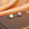 Rose Stud Earrings Women'S Light Luxury High-End Freshwater Earrings Natural Temperament Versatile Earrings