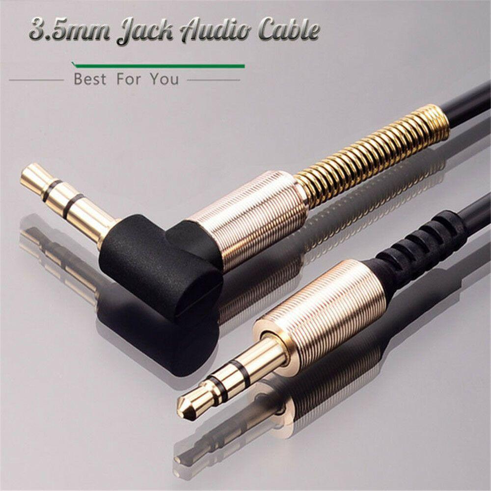 1 Meter Stereo Car Speaker Nylon Braid Right Angle 3.5mm Audio Cable Male To Male Aux Cord