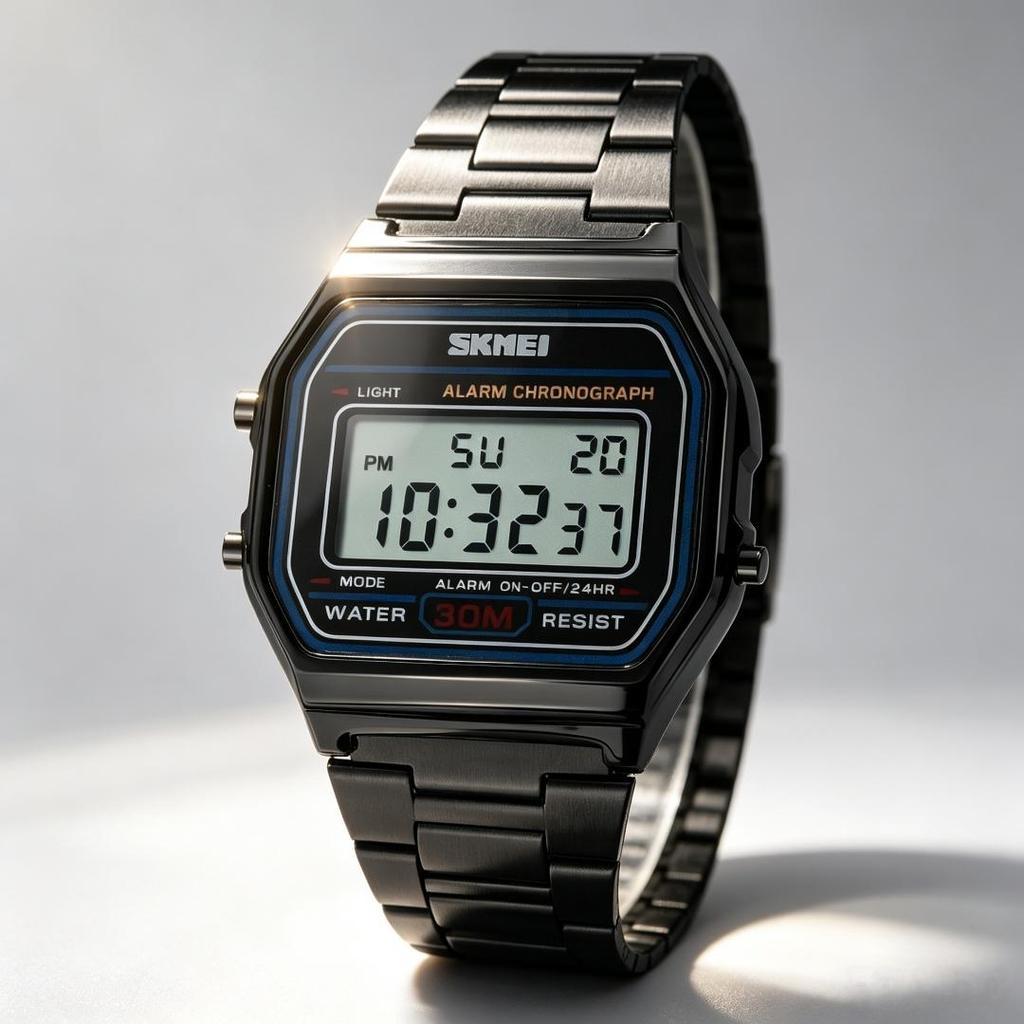 Men's Digital Watch SKMEI Square Retro Stainless Steel 1123