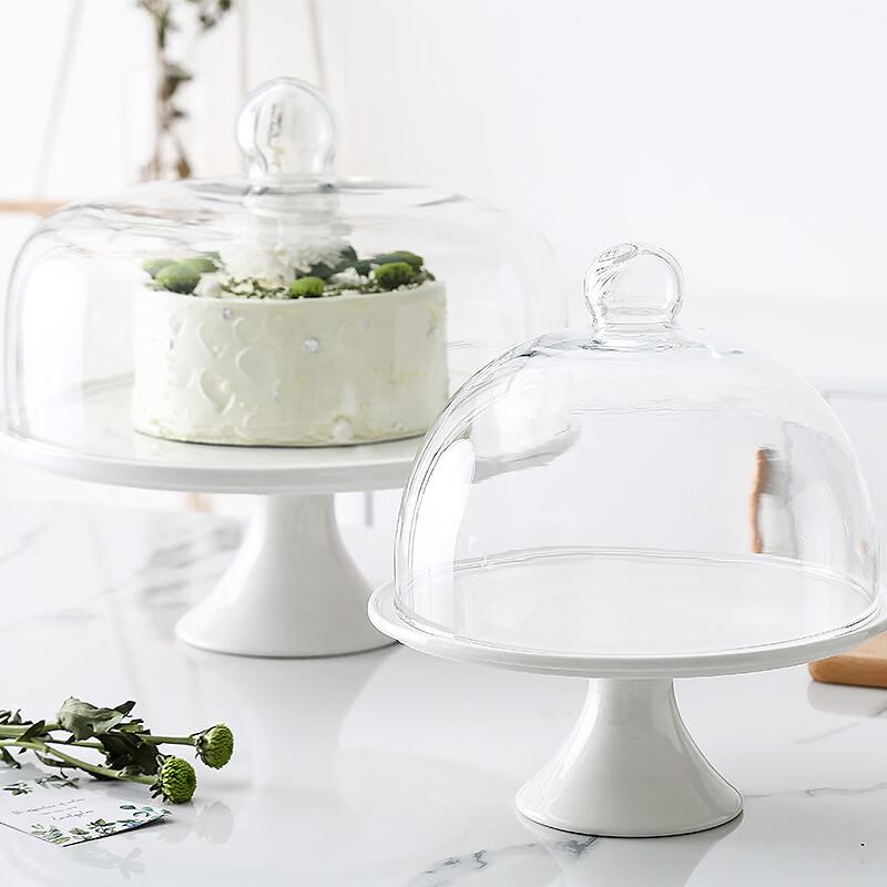 Elegante Soporte de Postre Cerámico con Pie Alto