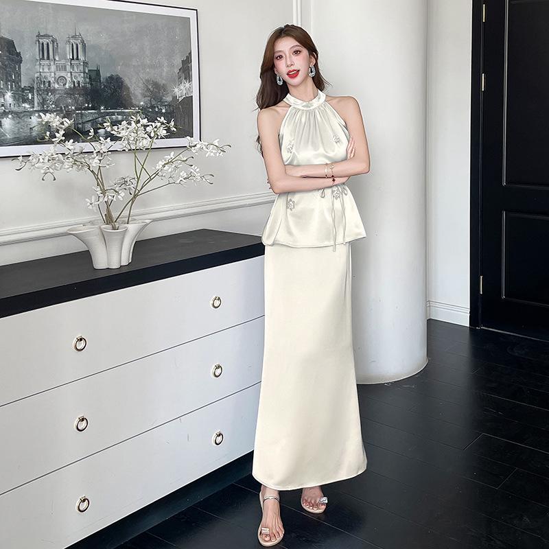 2026 Summer Fashion: Elegant Noblewoman Two-Piece Skirt Set Medium абрикосовый