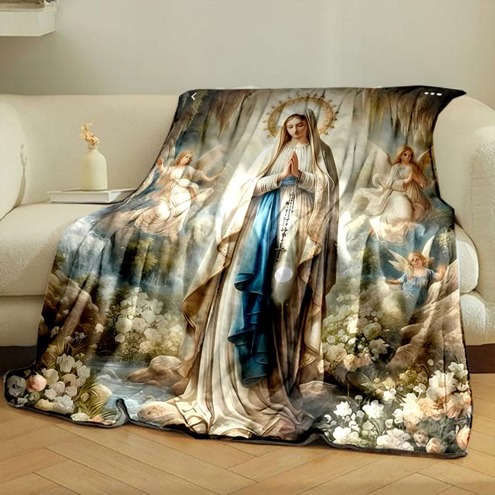 Coperta di preghiera Angeli di Nostra Signora di Lourdes Coperta stampata per soggiorno letto divano pausa pranzo Coperta morbida accogliente per l'amico festival Regalo