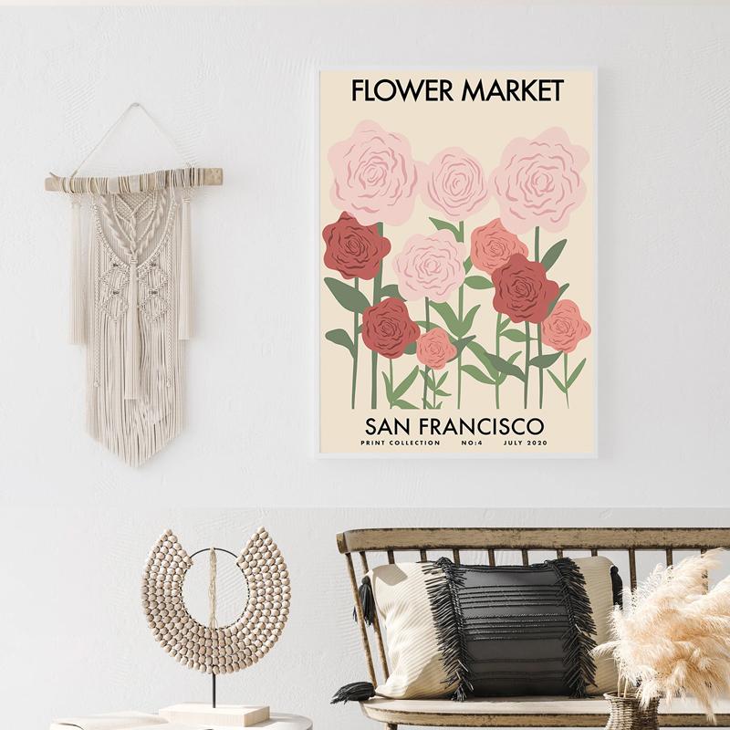Abstract Flower Market Wall Art Print Canvas Painting Vintage Botanical Poster Gallery Wall Picture Living Room Home Decoration