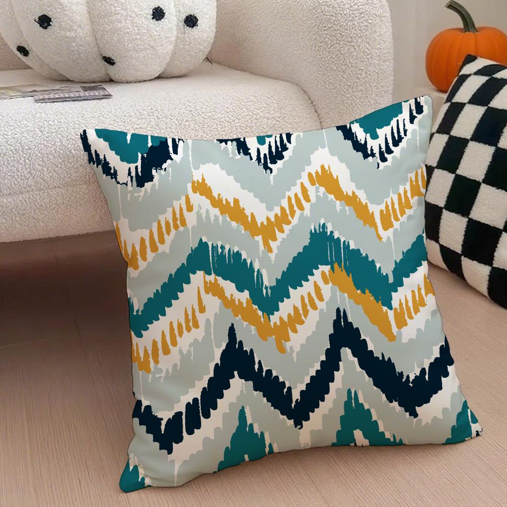 Boho Textile Pattern BBohemian Ethnic Prints Cushion Cover Throw Pillow Cover Hidden Button Durable Polyester Chair Cushion