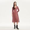 VEROMODA Retro V-Neck Velvet Long Sleeve Dress