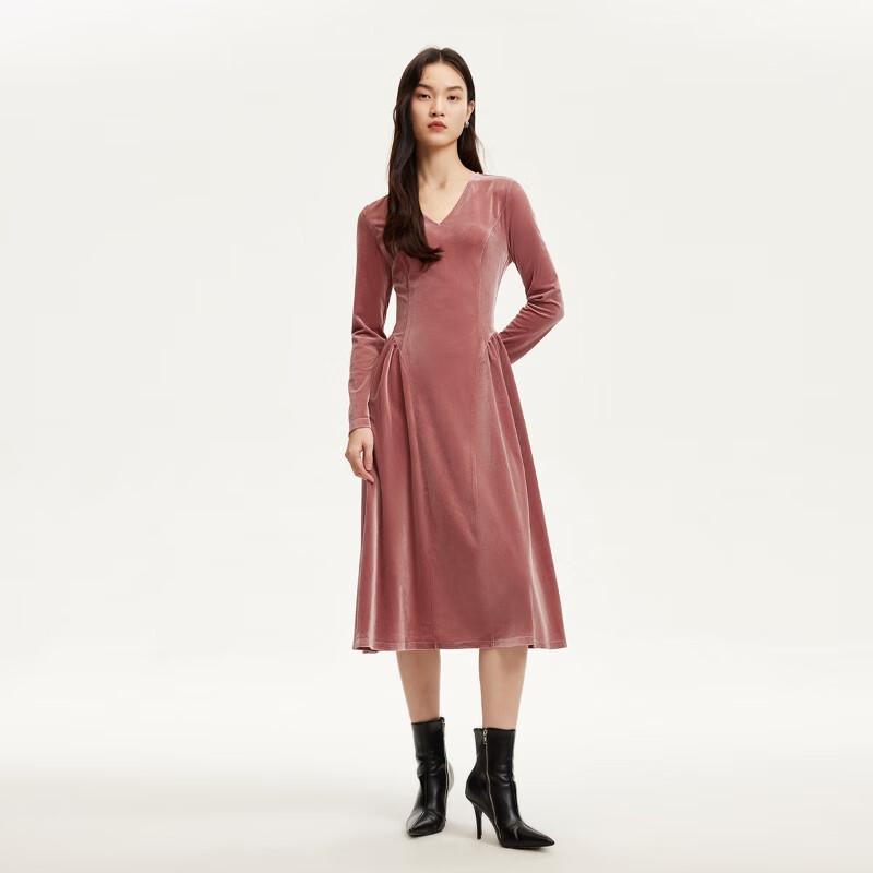 

VEROMODA Retro V-Neck Velvet Long Sleeve Dress L