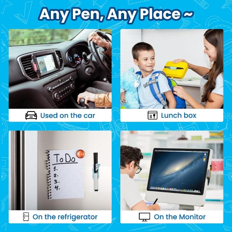 12Pcs Self Adhesive Pen Pencil Holder for Pen Pencil Marker Single Slot Pen Holder for Desk Wall Refrigerator Whiteboard