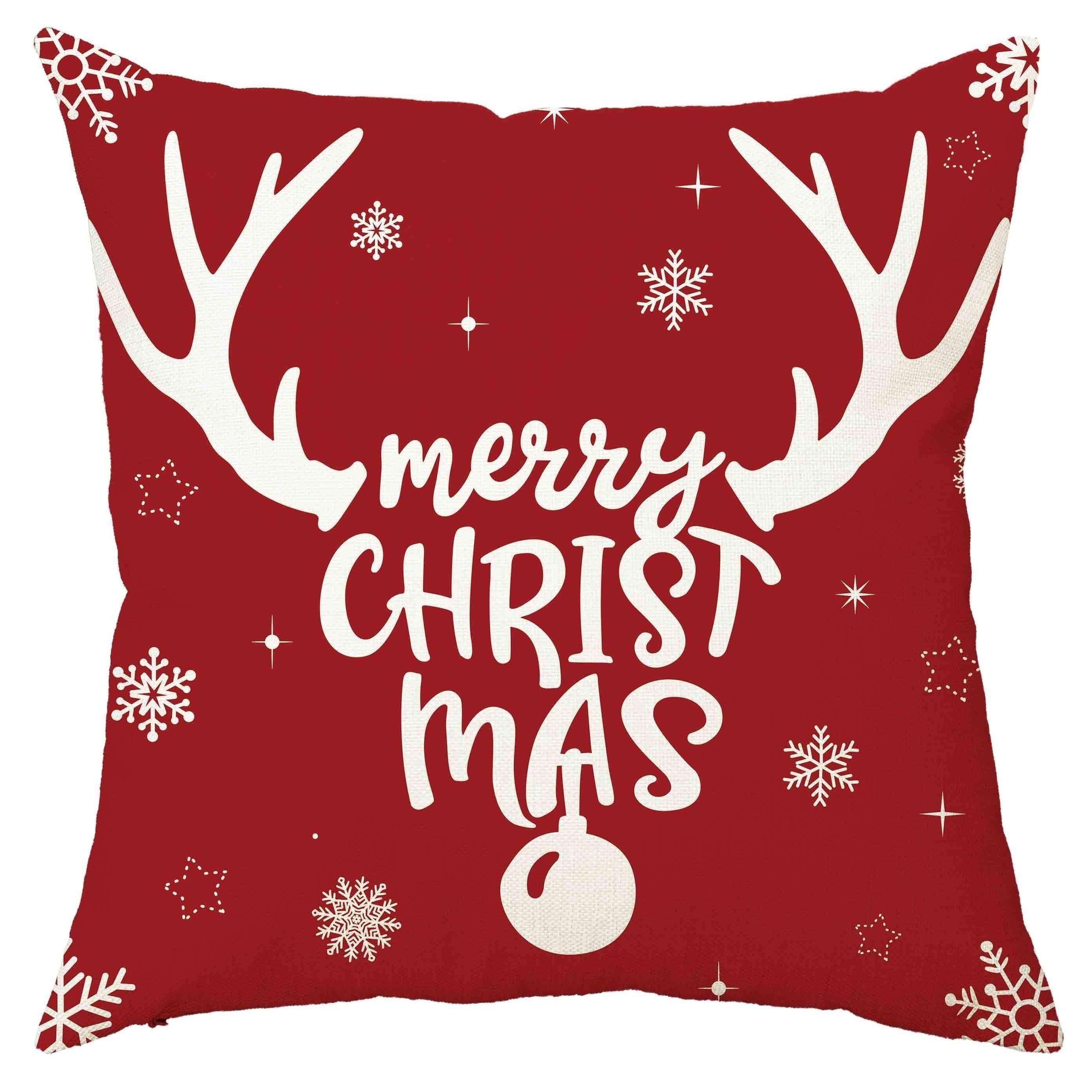 

4 Christmas Pillowcases: Merry Christmas, Santa Sleigh, Snowman, Festive Decor Sofa room cushion cover home decoration gift 16x16Inch