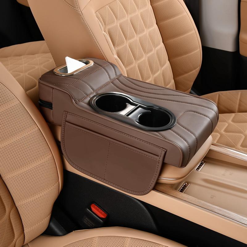 Car Central Armrest Box Pad Multifunctional Car Tissue Box Storage Box Water Cup Holder Four-in-one Height Increase Pad