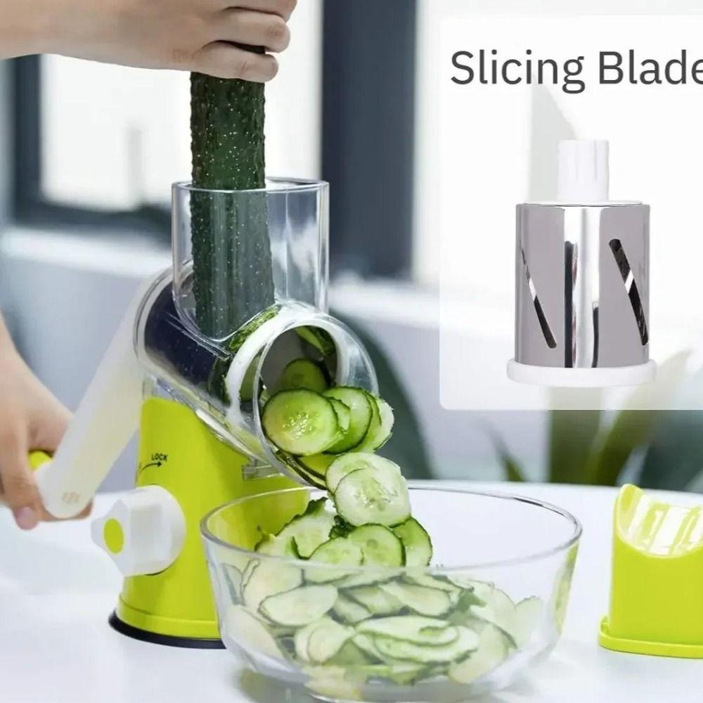 Stainless Steel Manual Rotary Vegetable Slicer 3 Sharp Drums Kitchen Chopper  Kitchen Use