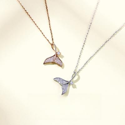 Mermaid Tail Necklace Women's Diamond Light Luxury Niche Style Pendant Collarbone Chain