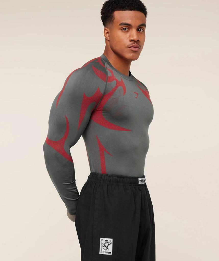 GYMSHARK Heren Storm Naadloos Lange Mouwen Sneldrogend Compressie Shirt voor Sport & Fitness